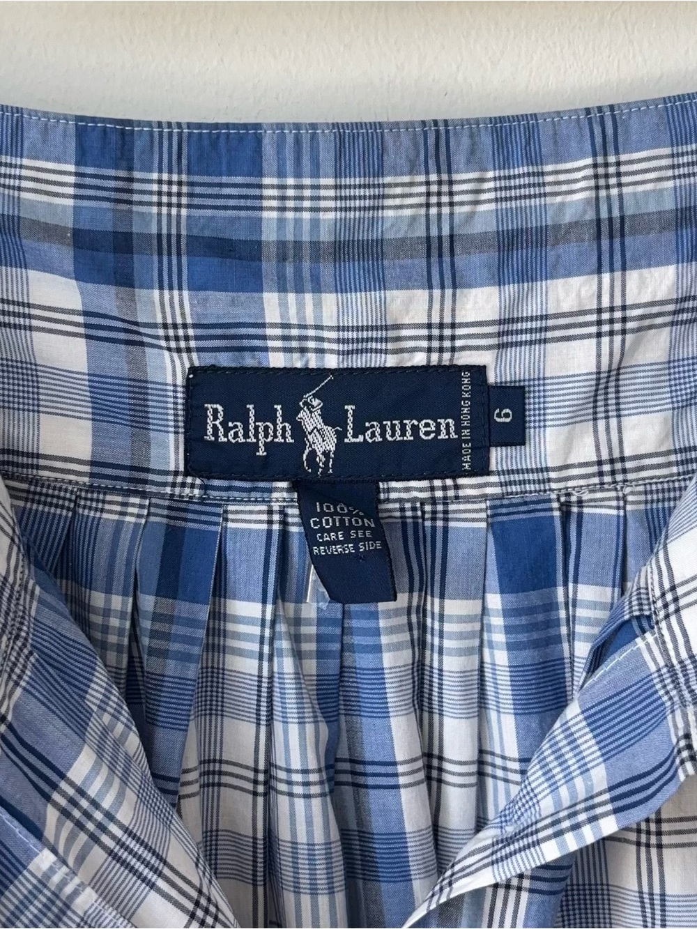 Vintage 80s Ralph Lauren Plaid Skirt Size 6 Button Front Cotton Blue Label - Picture 2 of 10